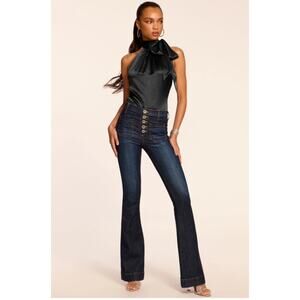 Ramy Brook Cindy High Rise Flare Bootcut Jeans Dark Wash Blue Stretch Size 32